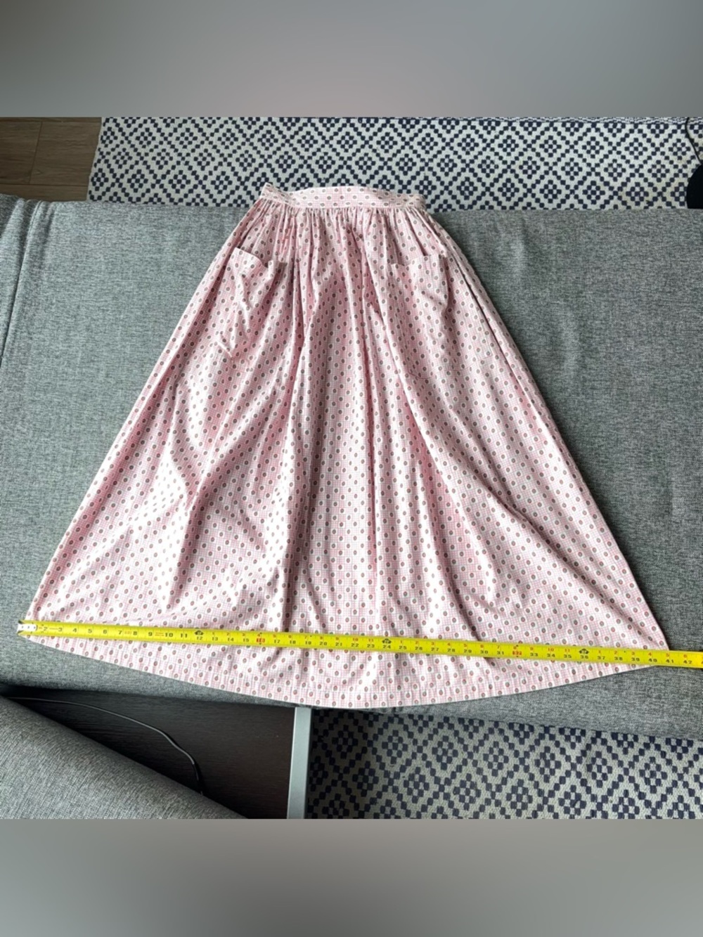 Vintage 80s Ralph Lauren Strawberry Print Skirt Size 6 Pocket Gathered Prairie - Picture 15 of 15